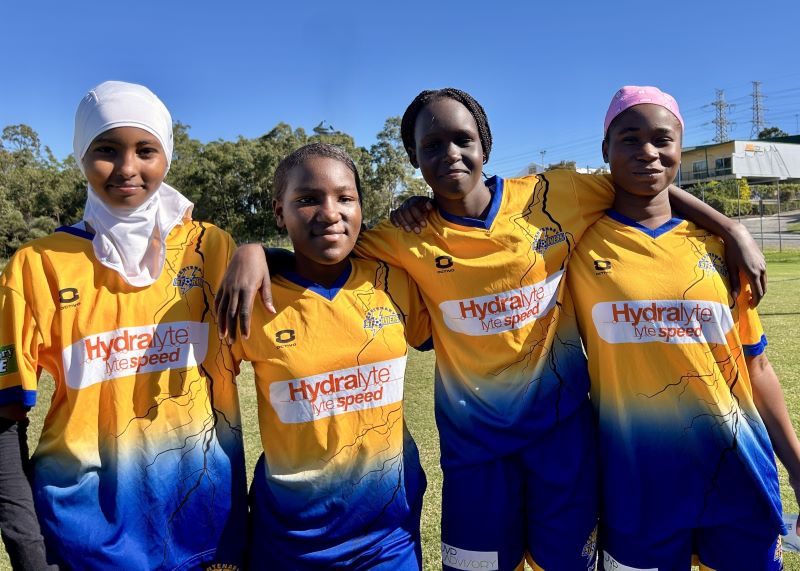 Young girls from a refugee background play sport in Brisbane